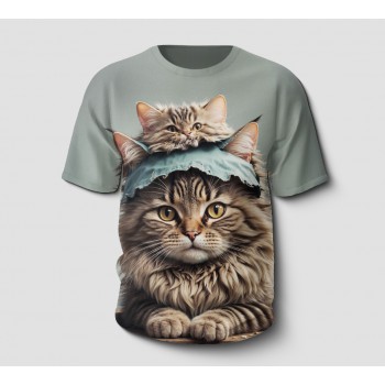 Özel Tasarım T-Shirt | 3d Kedi Baskılı