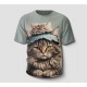 Özel Tasarım T-Shirt | 3d Kedi Baskılı