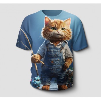 Özel Tasarım T-Shirt | 3d Kedi Baskılı