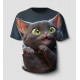 Özel Tasarım T-Shirt | 3d Kedi Baskılı