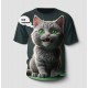 Özel Tasarım T-Shirt | 3d Kedi Baskılı