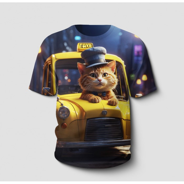 Özel Tasarım T-Shirt | 3d Kedi Baskılı